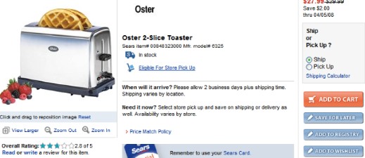 Click for Larger Image of Product Information and Selection Options