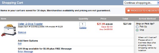 Click for Larger Image of Shopping Cart Options