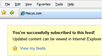 Message that you have successfully subscribed to this RSS feed