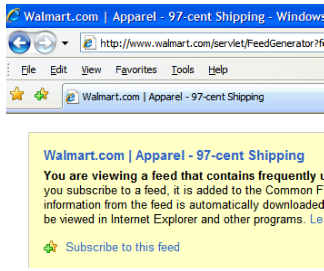 The 'Subscribe to this Feed' link is located just below the RSS Feed Description