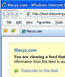 The 'Subscribe to this Feed' link is located just below the RSS Feed Description